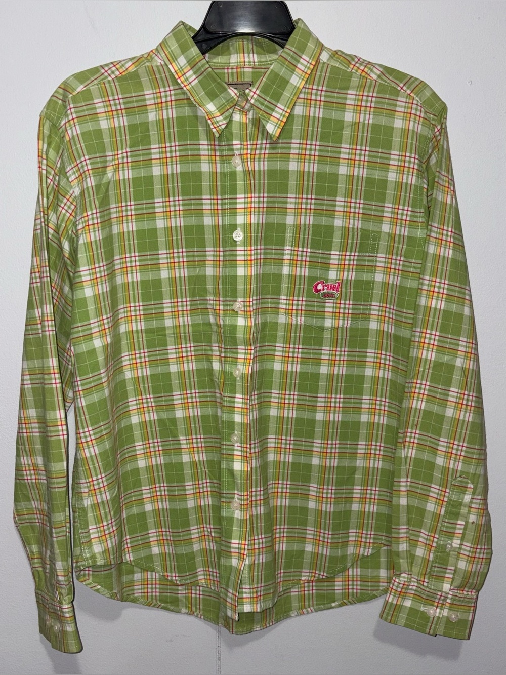 Cruel Girl Womens Large Green Plaid Western Button Up Shirt Cowgirl Rodeo
